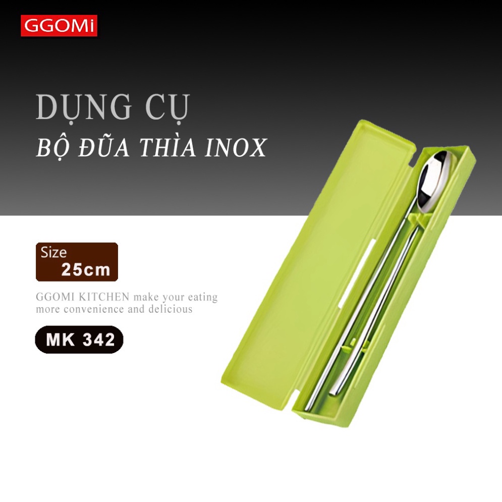 Bộ dụng cụ đựng thìa đũa ăn di động, nhỏ gọn phù hợp mang theo mọi nơi tiện lợi của GGOMi Hàn Quốc MK34