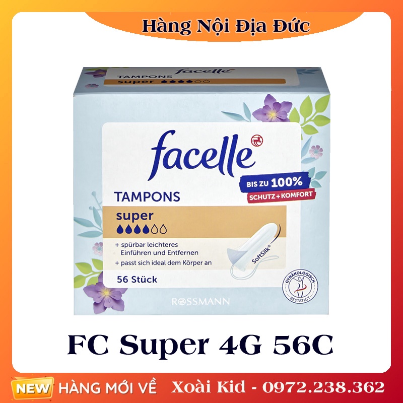 Tampon Jessa Facelle nội địa Đức đủ size của Đức - Băng vệ sinh dạng nút