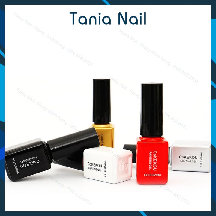 Gel Cọ Nét Đen Đỏ Nhũ Vàng Nhũ Bạc Trắng Chai 12ml COKEKOU