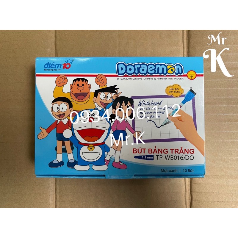 HỘP 10 CÂY BÚT LÔNG BẢNG MỰC XANH CÓ KÈM ĐỒ BÔI Ở ĐUÔI CÂY BÚT