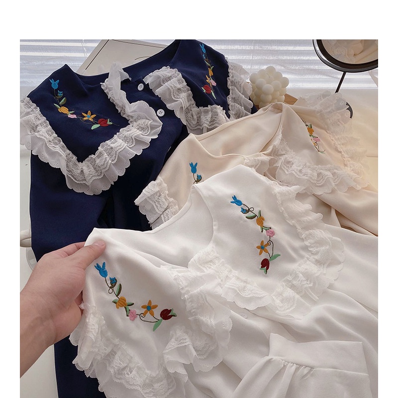 Hàng Mới Về Áo Sơ Mi Dài Tay Dáng Rộng Thêu Hình Baju Wanita Lengan Panjang Hàng Mới Dành Cho Bạn Nữ