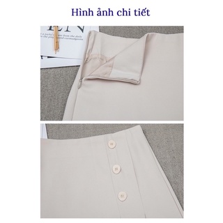 chân váy công sở dài phối cúc