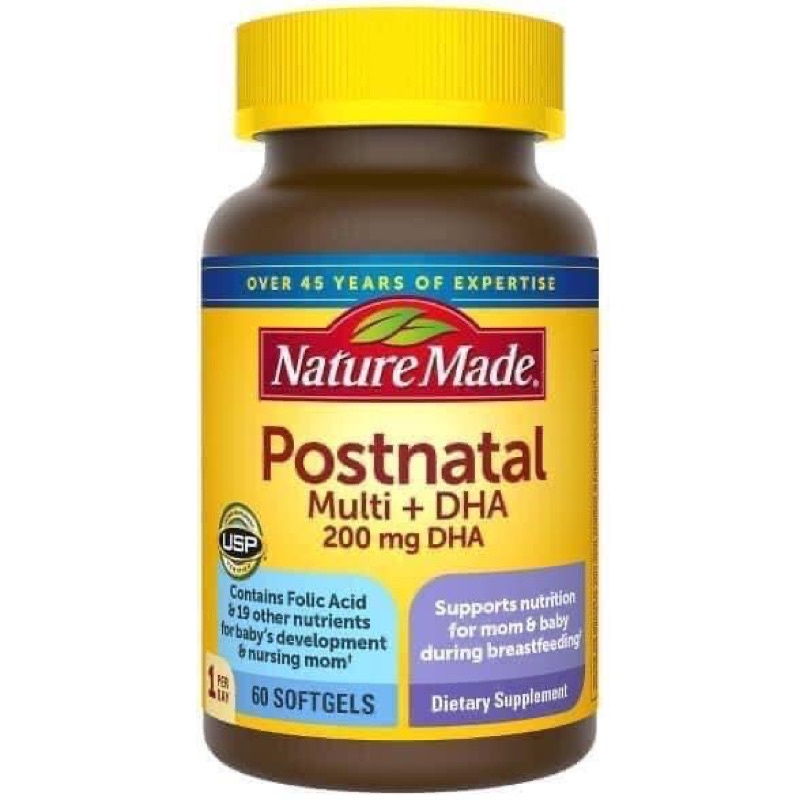 Nature Made Postnatal multi + DHA BỔ SUNG DINH DƯỠNG SAU SINH - 60 VIÊN HÀNG MỸ