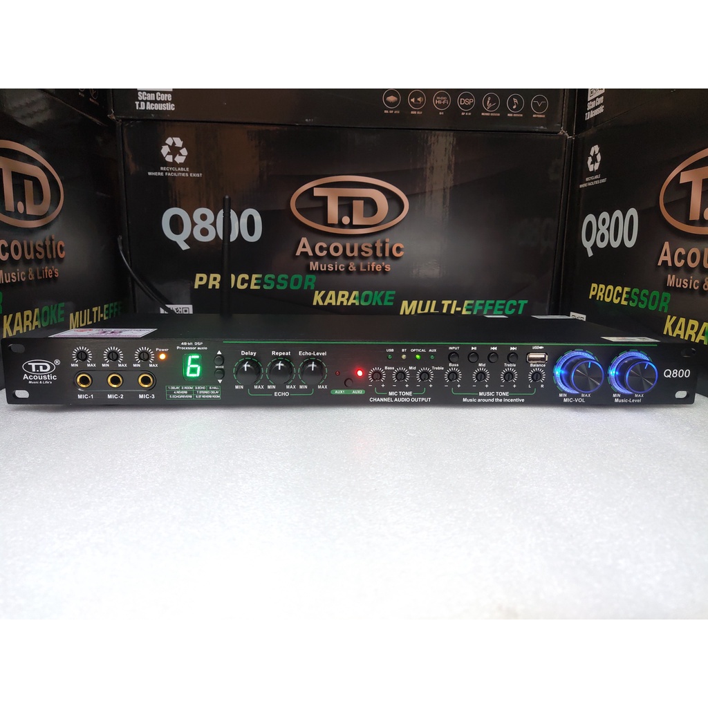 Vang cơ lai số TD Q800 8 chế độ chỉnh sẵn kết hợp âmly nghe hát karaoke gia đình hay [ Tặng kèm rắc kết nối ]
