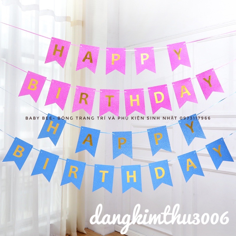 Dây chữ HAPPY BIRTHDAY Đuôi Cá Nhũ Kim Tuyến