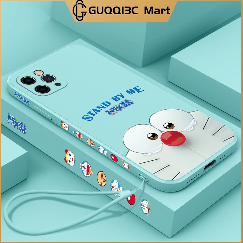Ốp lưng iphone Doraemon+Dây Case iphone 14 13 12 11 pro max 6 6s 7 8 plus x xr xs xsmax -G3M