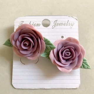 Hoa tai hoa hồng đất sét #Hoa tai #Hoa hồng