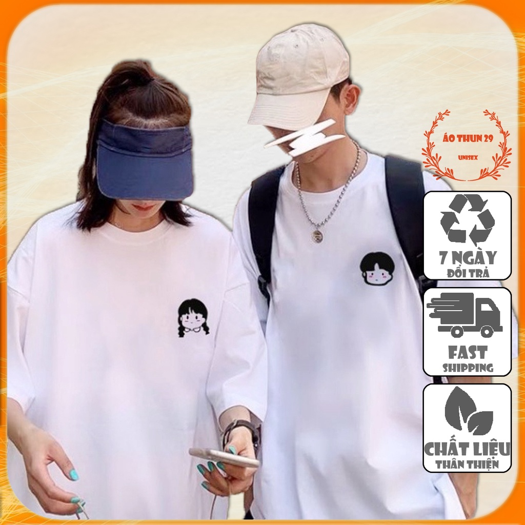 Áo đôi-áo thun Unisex tay lỡ nam nữ AT40, áo đôi in hình nam nữ CUTE, chất liệu Cotton co dãn,mềm mịn,thoáng mát