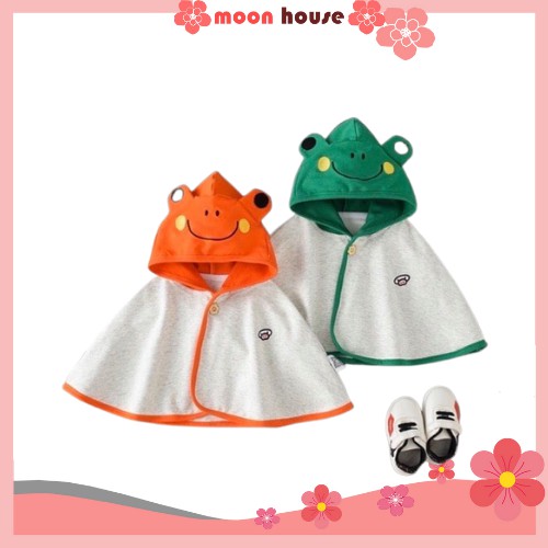 Áo choàng chống nắng cho bé hình con ếch kute, áo chống nắng cotton cho bé trai và bé gái từ 5-18kg