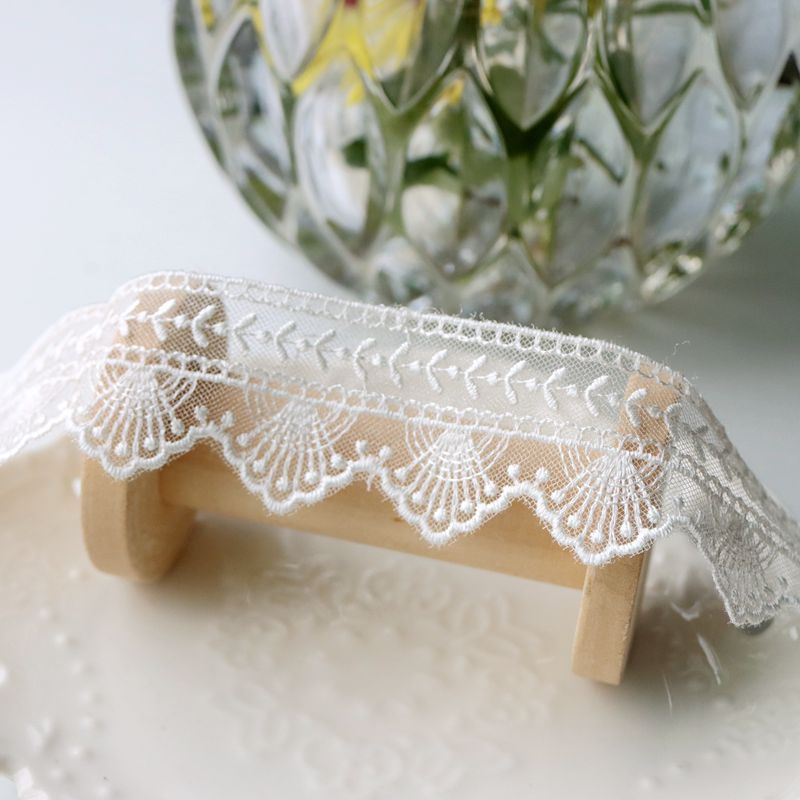 Phụ Kiện Ren Lưới Màu Trắng Dài 1m Trang Trí Cổ Áo Váy