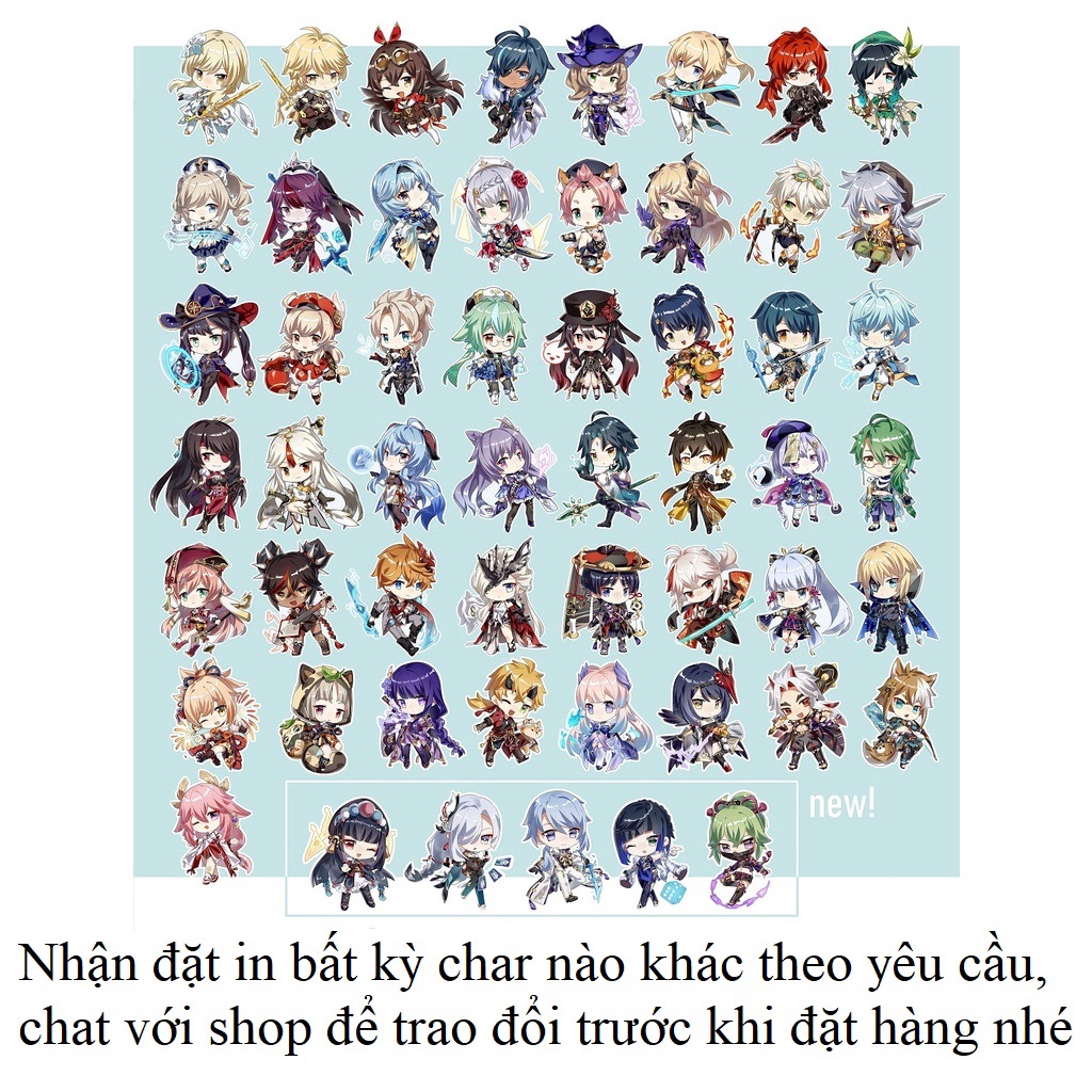 Set 4 nút bàn phím hơn 50 nhân vật genshin impact keycap PBT kazuha yelan xiao hutao ayaka raiden yae ganyu