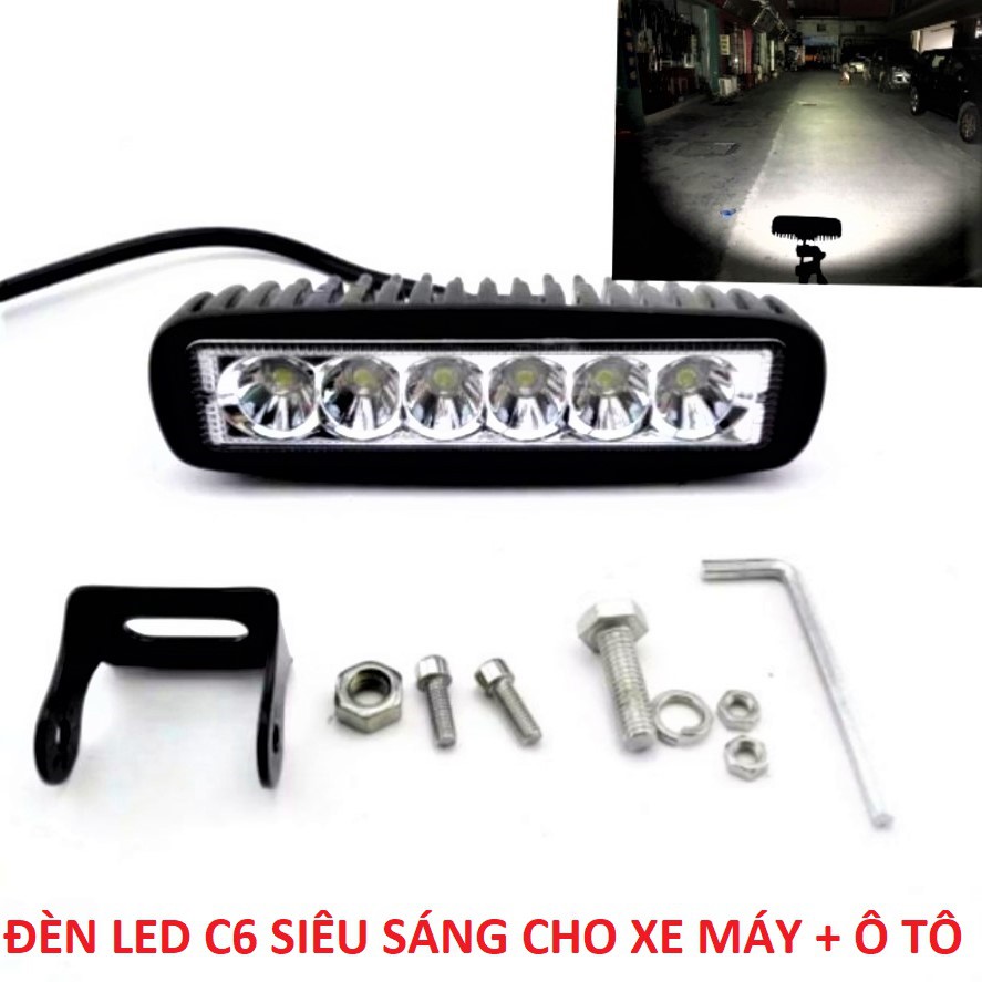 ĐÈN TRỢ SÁNG XE MÁY LED C6 MẪU 2021 SIÊU SÁNG LẮP CÁC LOẠI XE MÁY + Ô TÔ