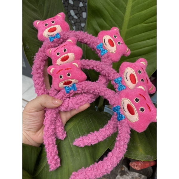 Cài tóc gấu hồng lotso lông xù cute |Hubeshop