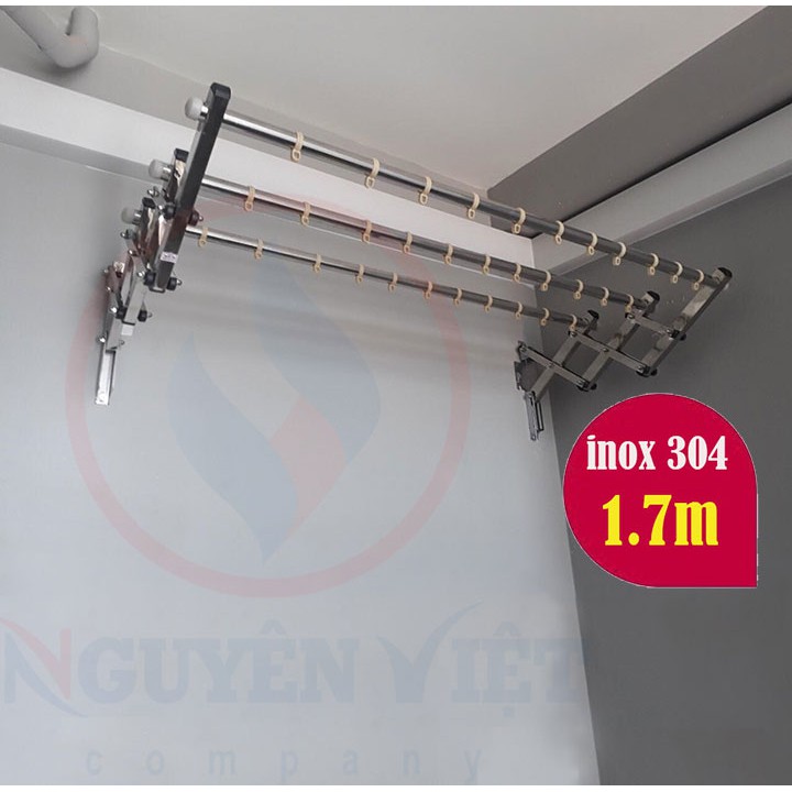 {INOX 304} GIÀN PHƠI THÔNG MINH GẮN TƯỜNG THANH PHƠI phi 32, dày 7 zem, dài 1.7m