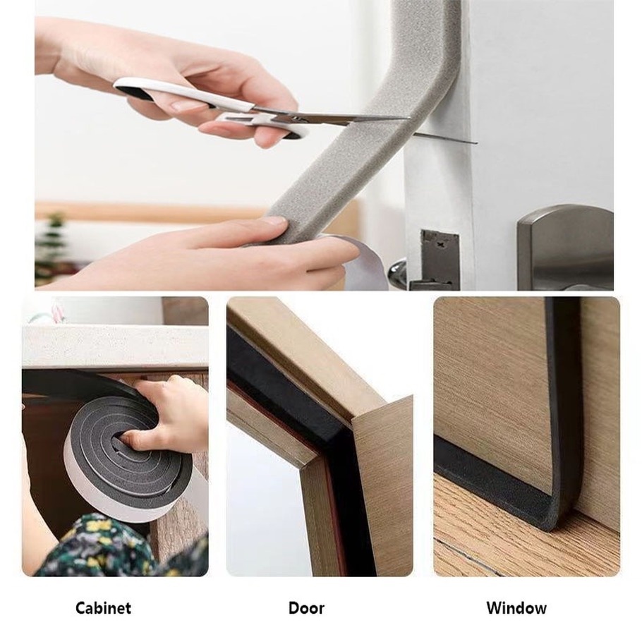 Cuộn Băng Keo Xốp PU 2M Cách Âm Chống Va Chạm Chịu Thời Tiết Bảo Vệ Đồ Nội Thất Cửa Sổ / Đồ Nội Thất