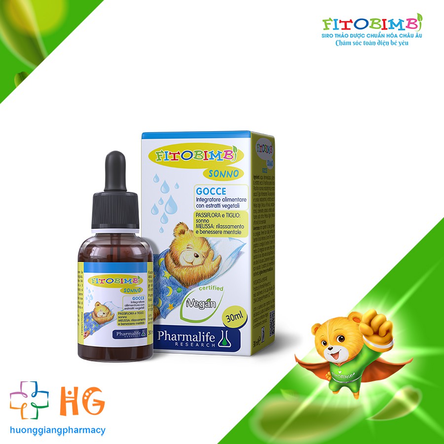 Fitobimbi Sonno, Thảo dược giúp bé ngủ ngon, ngủ sâu giấc, giảm căng thẳng thần kinh ở trẻ, bổ sung vitamin cho trẻ