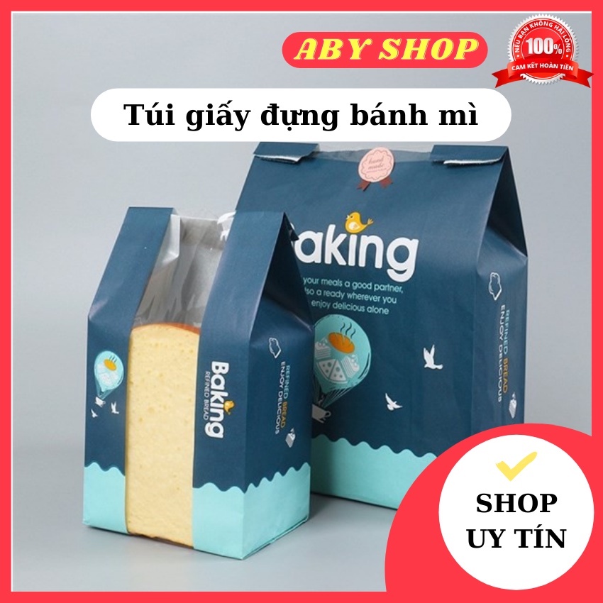 Túi giấy đựng bánh mì 28x12⚡ HÀNG LOẠI 1 ⚡10 túi giấy Baking xanh thiết kế đơn giản, đẹp mắt