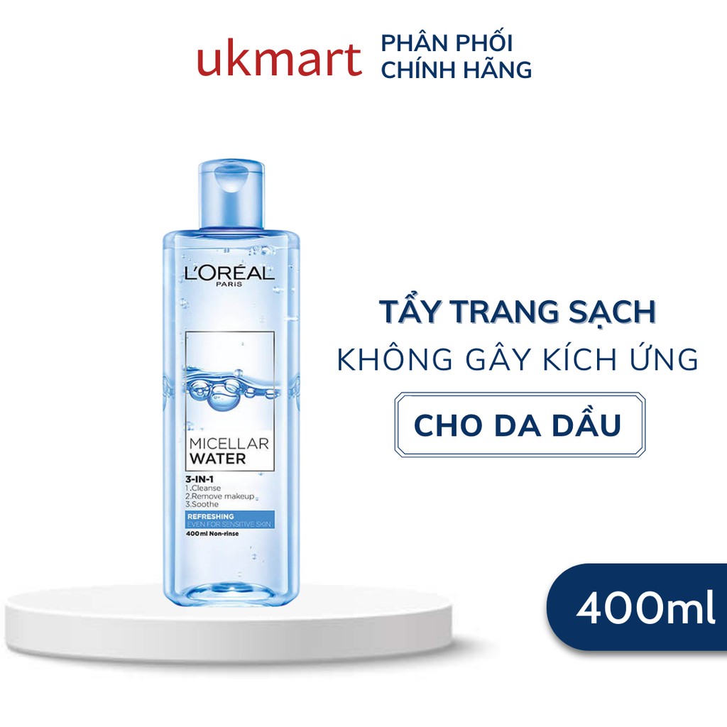 Nước Tẩy Trang L'Oreal Paris Cho Mọi Loại Da 3-in-1 Loreal Micellar Water Da Dầu Da Nhạy Cảm Da Khô