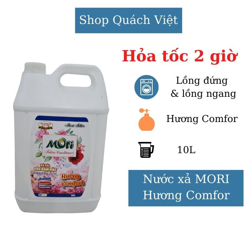 Nước xả vải MORI hương COMFOR can 10L - hương comfor nhẹ nhàng, dễ chịu