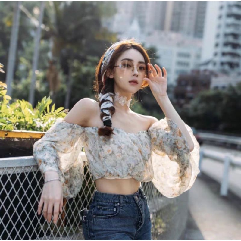 Áo Voan hoa xinh xắn croptop