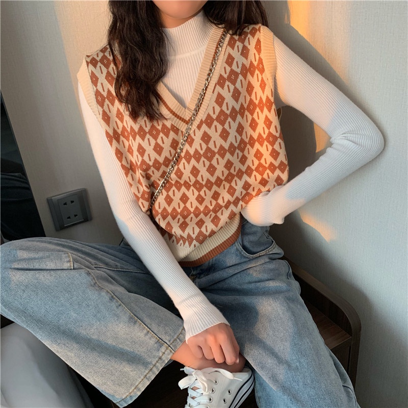 Áo Dệt Kim Sát Nách Phong Cách Retro Hàn Quốc Mới