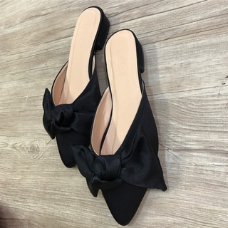 Giày sục satin Nơ to