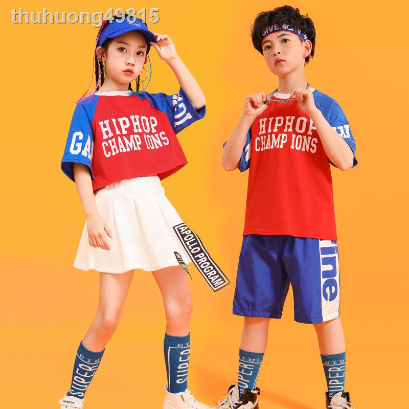 ۞✢Ngày thiếu nhi Trang phục khiêu vũ nhạc jazz của trẻ em Hip Hop Quần áo hợp thời Bé trai Bộ đồ đường phố gái