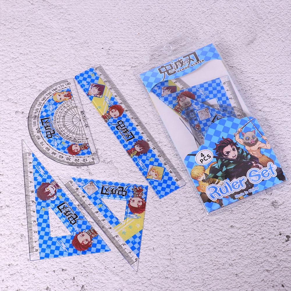 Set 4 Thước Kẻ Đa Năng WMES15H Họa Tiết Hoạt Hình Demon Slayer