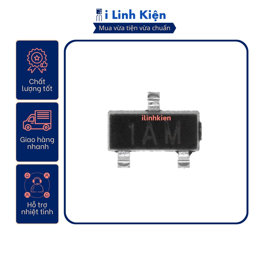 Transistor 2N3904 MMBT3904 1AM 0.2A 40V SOT-23 túi 10 con.
