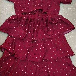 đầm babydoll chấm bi nơ