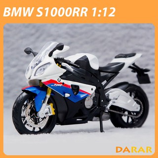 XE MÔ HÌNH - MOTO B.M.W S1000RR TRẮNG XANH - MAISTO tỷ lệ 1:12