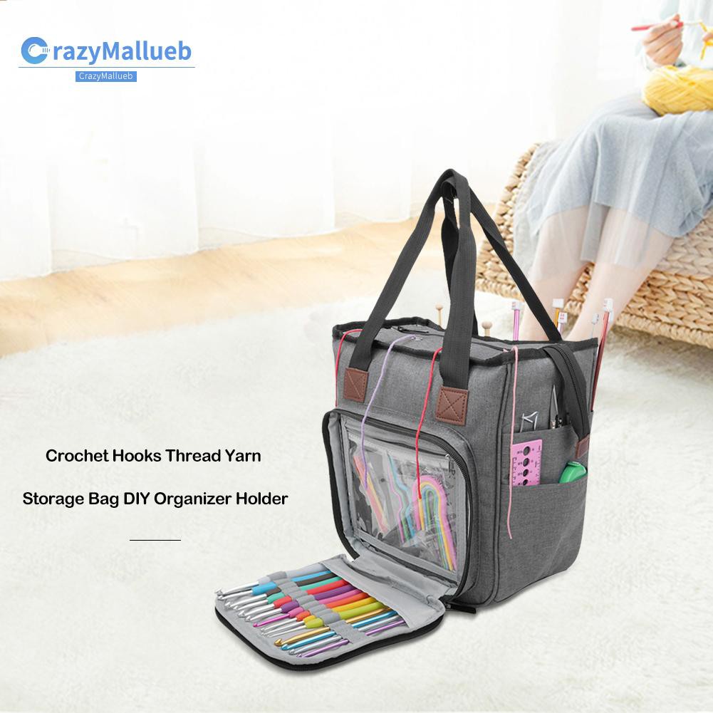 Crazymallueb❤Portable Knitting Storage Bag Crochet Hooks Needles Sewing Supplies Organizer❤New