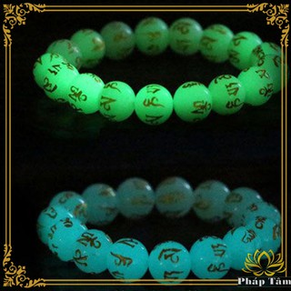 Vòng Tay Đá Dạ Quang Minh Châu Khắc Lục Tự Đại Minh Chú Quan Thế Âm Bồ Tát - Tâm Phong Thủy