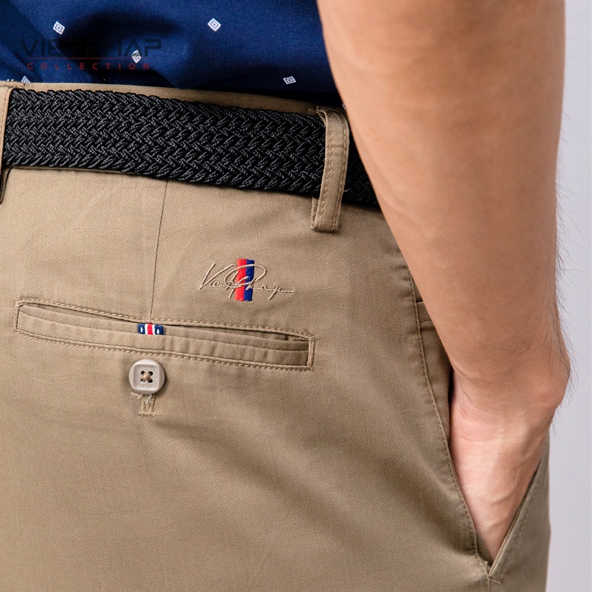 Quần Short Kaki Nam Hoạ Tiết Chìm Cao Cấp 19405 Việt Pháp. Cotton Kaki Thấm Hút Mồ Hôi, Co giãn &amp; giữ form
