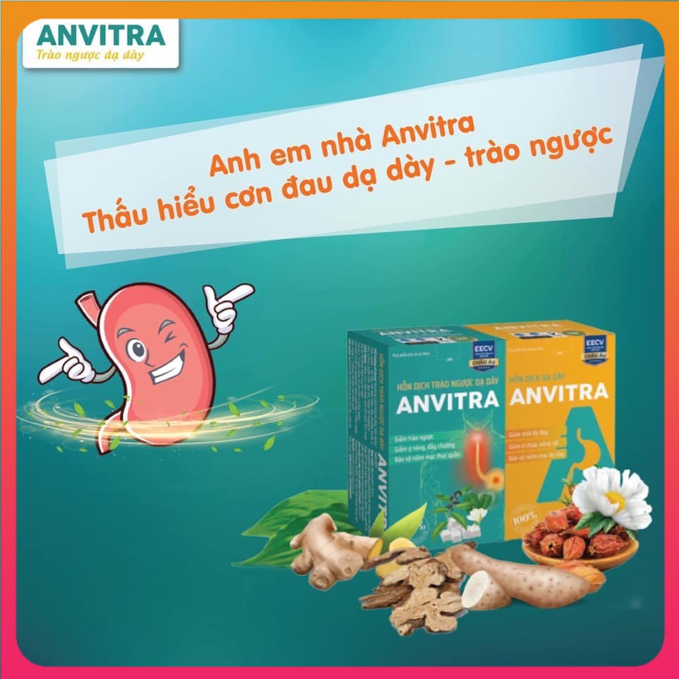 Hỗn dịch dạ dày ANVITRA – Giảm trào ngược thực quản, giảm tiết acid dạ dày gây đầy hơi chướng bụng, ợ chua ợ nóng