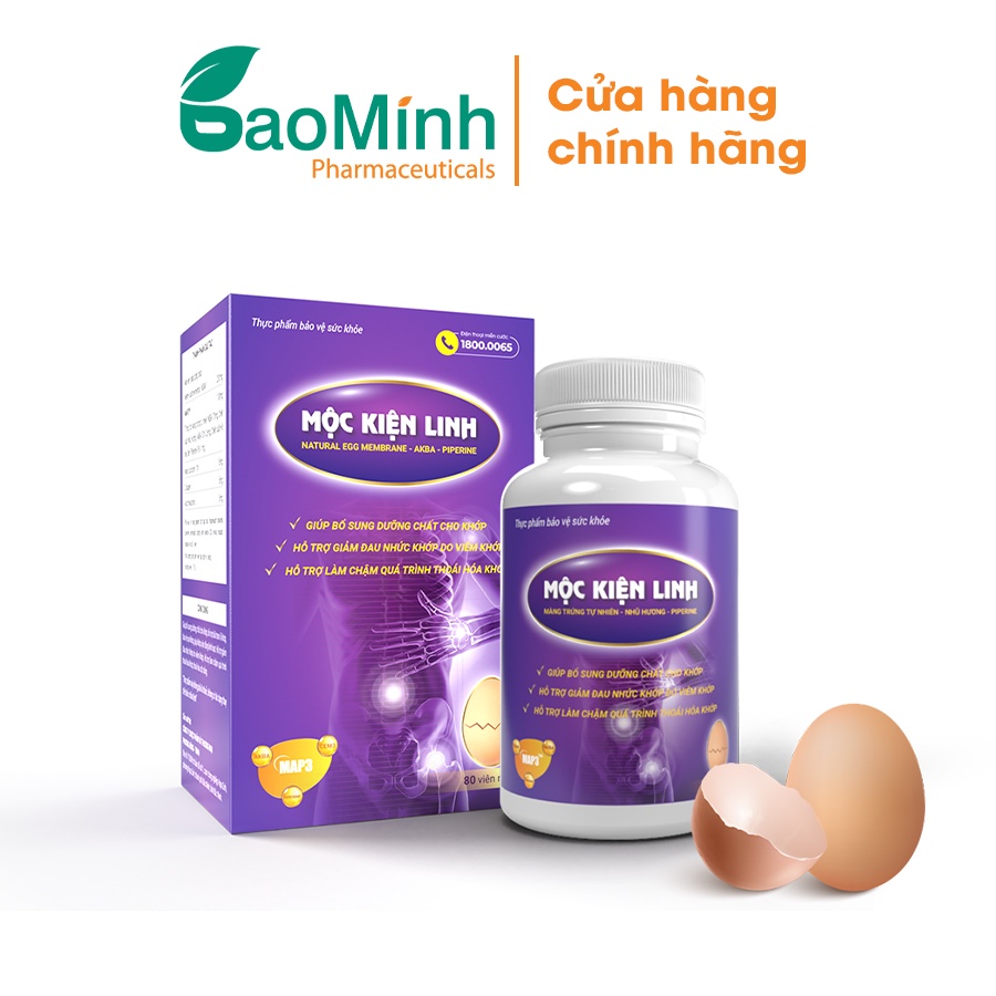 Viên Khớp Mộc Kiện Linh - Màng vỏ trứng tự nhiên Avisure hỗ trợ bảo vệ xương khớp cho người cao tuổi loại 80 viên