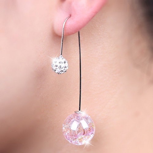 Đôi bông tai rơi họa tiết hai đầu tròn thời trang cho nữ