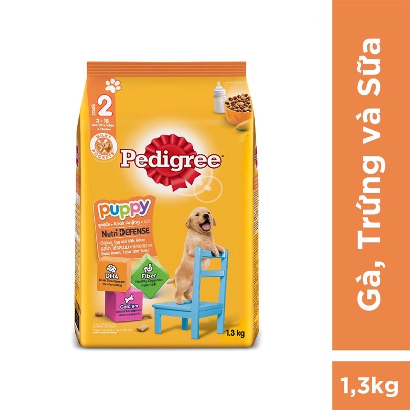 Thức ăn chó con Pedigree vị gà &amp; trứng túi 1.3kg