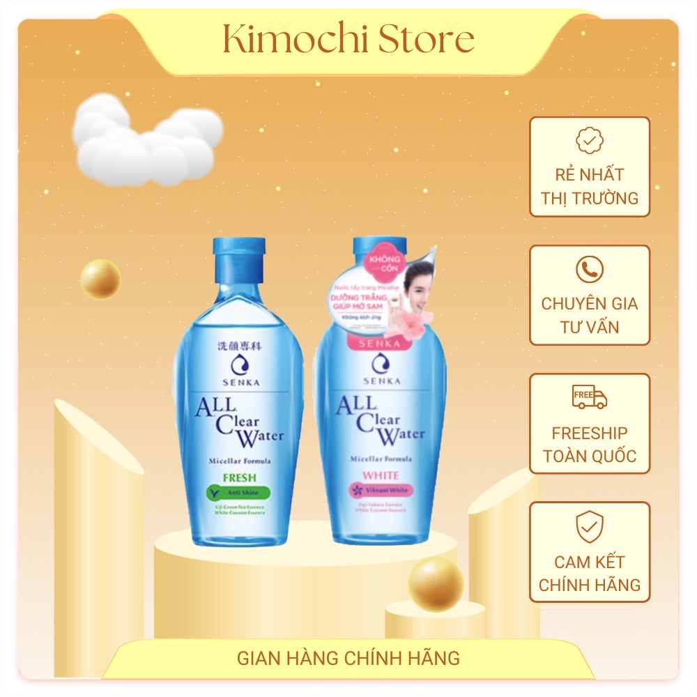 Nước tẩy trang dưỡng trắng Senka All Clear Water Micellar Formula 230ml Nhật Bản Kimochi Store