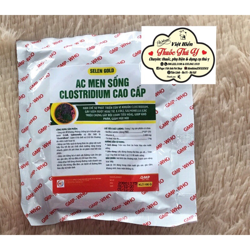 Gói lẻ 100g, M.en s.ống cao cấp h.ỗ tr.ợ đ.iều tr.ị t.iêu ch.ảy, t.áo b.ón ở ch.ó, m.èo, g.à, l.ợn..