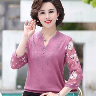 Áo len dệt kim nữ trung niên thời trang hoạ tiết sang trọng NP1386