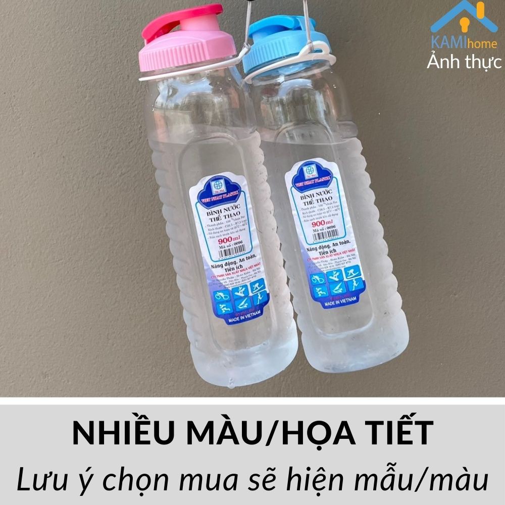 Bình uống nước thể thao Nắp bật nhựa PET cao cấp hàng Việt Nam 900ml Kami22037