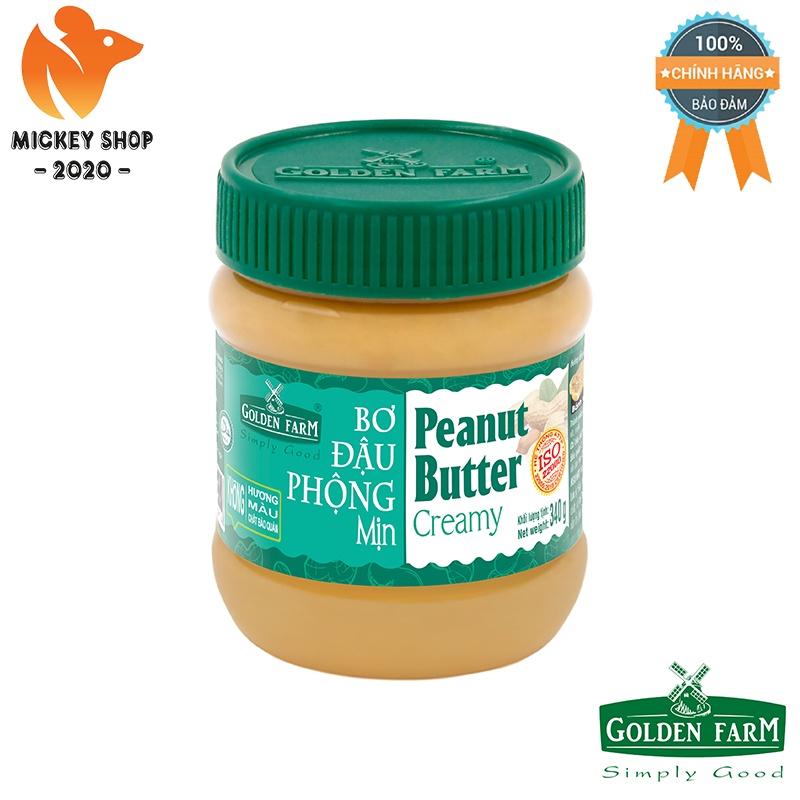 [ BÁN CHẠY ] Bơ Đậu Phộng Mịn Peanut Butter Creamy Golden Farm 170g, 340g, 510g - CHÍNH HÃNG