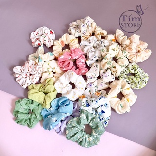 Dây cột tóc scrunchies vải hoa vintage thời trang TÍM STORE phụ kiện thời trang phong cách hàn quốc