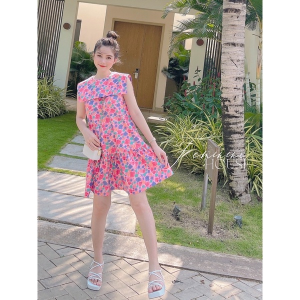 Đầm Hoa Nhí Thuỷ Thủ, váy hoa nhí, váy thuỷ thủ, váy suông xinh, đầm thuỷ thủ