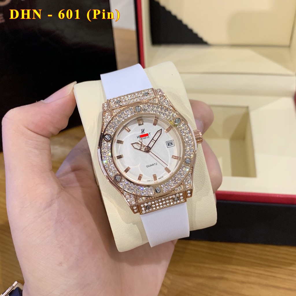 [Full-box] Đồng hồ nữ HL -36mm Hàng đẹp fullbox mặt full diamond nhỏ xinh dây cao su cực đẹp phukiennu