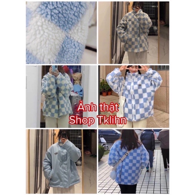 TKLIHN Áo khoác lông KẺ CARO Ulzzang mặc 2 MẶT hot TREND hot FASHIONITA Kèm ảnh thật
