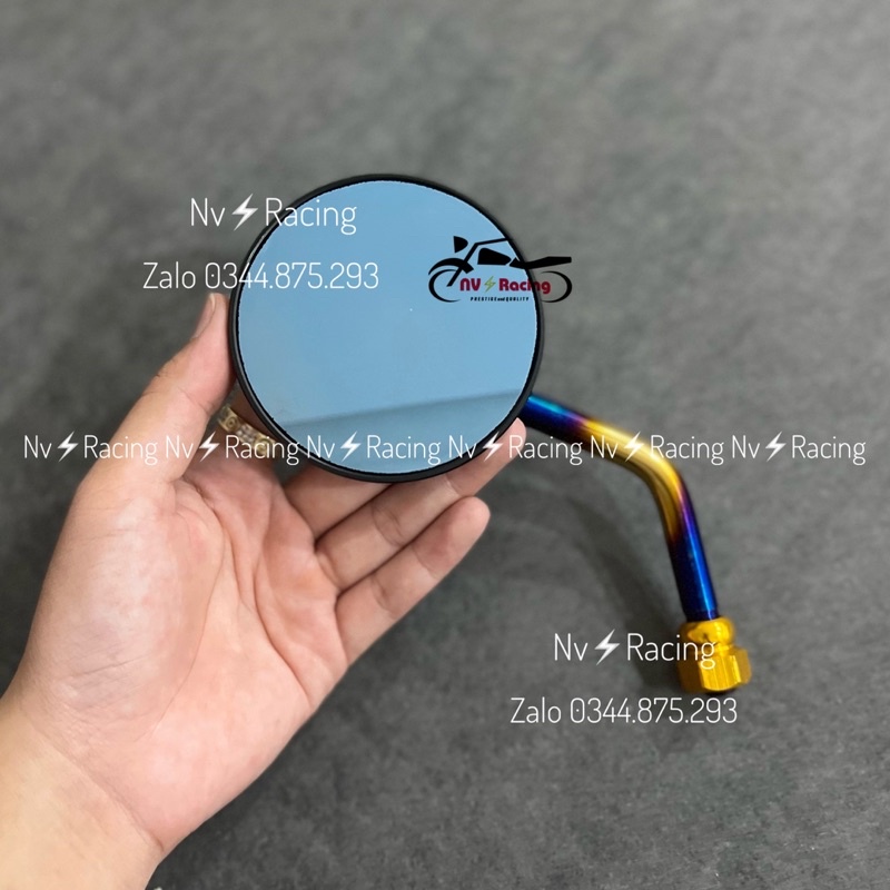 Kính chiếu hậu kiểu tròn nhỏ nhôm đúc chân titan highlight