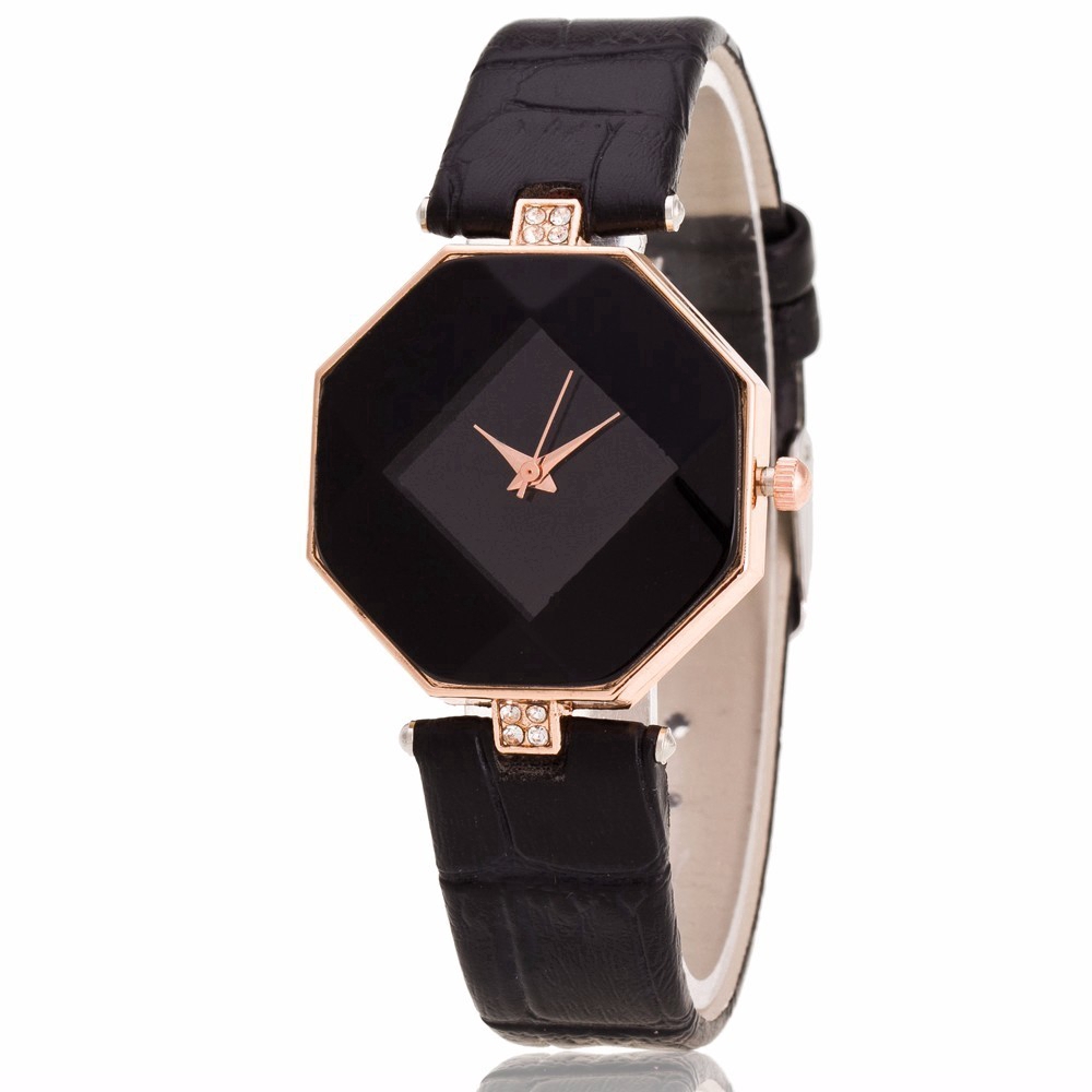 Đồng hồ dây da mặt tròn đính đá thời trang cho nữ | BigBuy360 - bigbuy360.vn