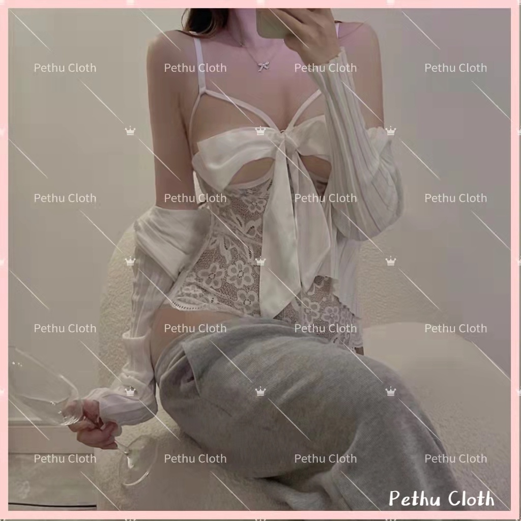 （Q1,HCM）Đồ Ngủ Sexy ren nữBodysuit 2 dây ren set Vải Cao Cấp Đan Dây Chỉnh Eo Siêu Tôn Dáng--008